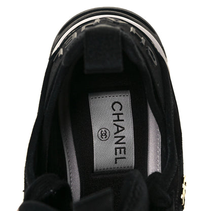 Chanel Velvet Calfskin Mixed Fibers CC Sneakers 36 Black 6 of 7