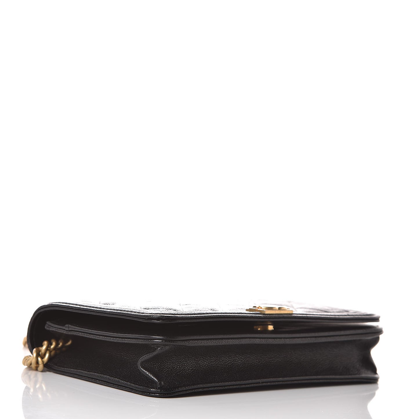 Caviar Quilted Boy Wallet On Chain WOC Black