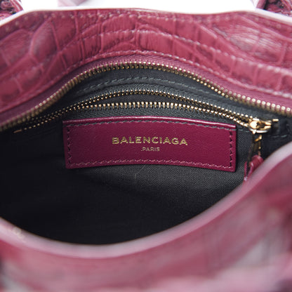 Balenciaga Calfskin Crocodile Embossed Giant 12 Gold Hardware Mini City Violet Prune 6 of 10