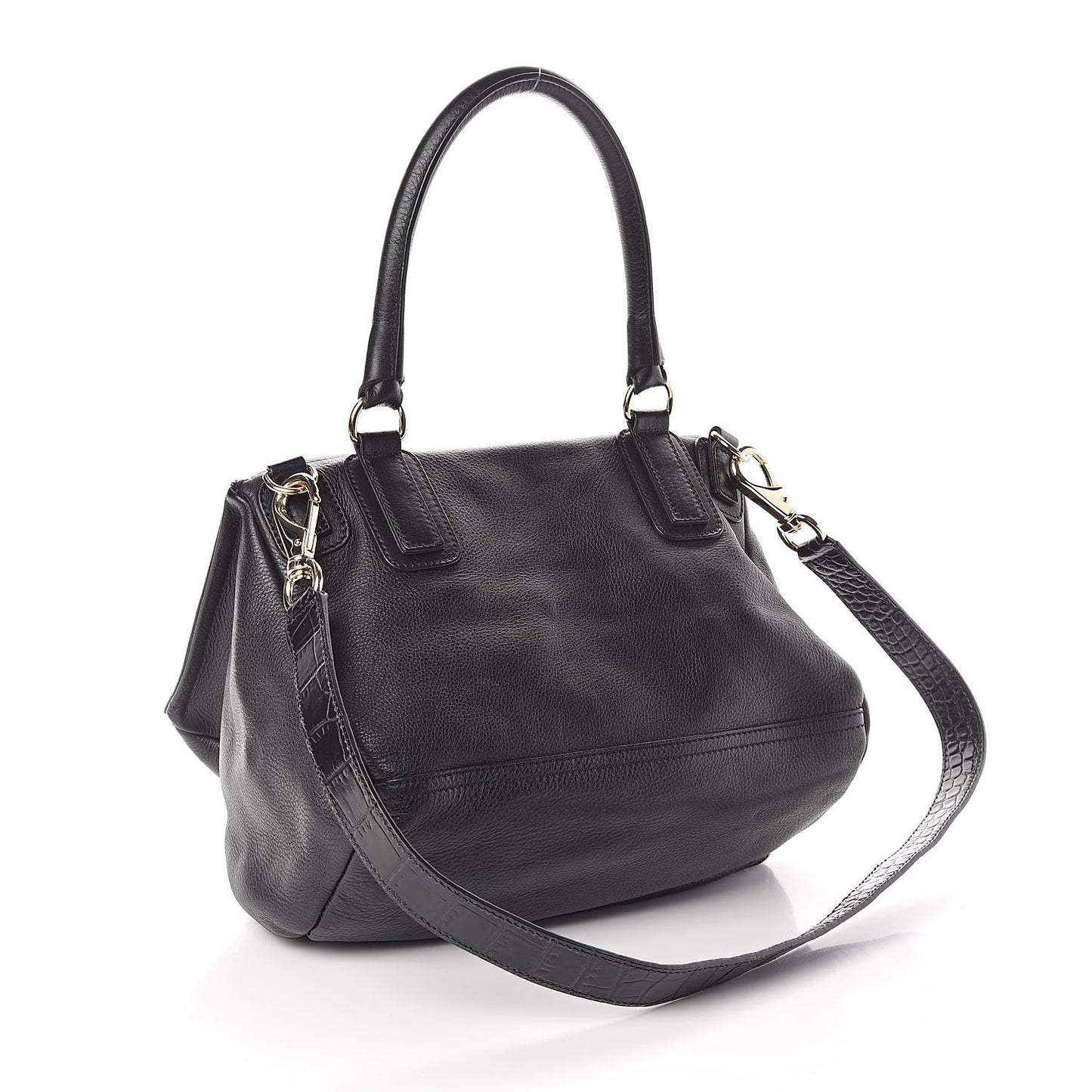 Calfskin Crocodile Embossed Medium Pandora Black