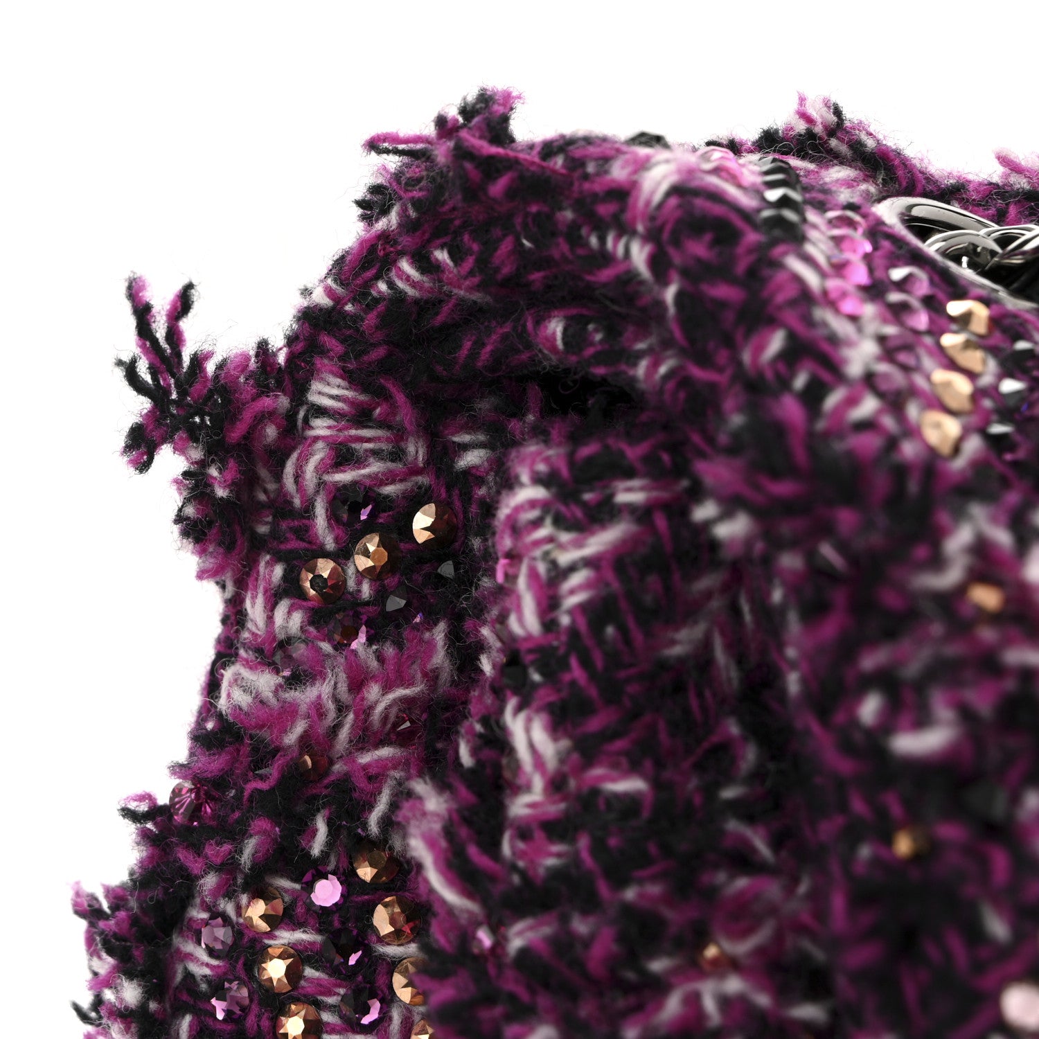 Chanel Crystal Tweed Quilted Medium Double Flap Purple Multicolor 20 of 20