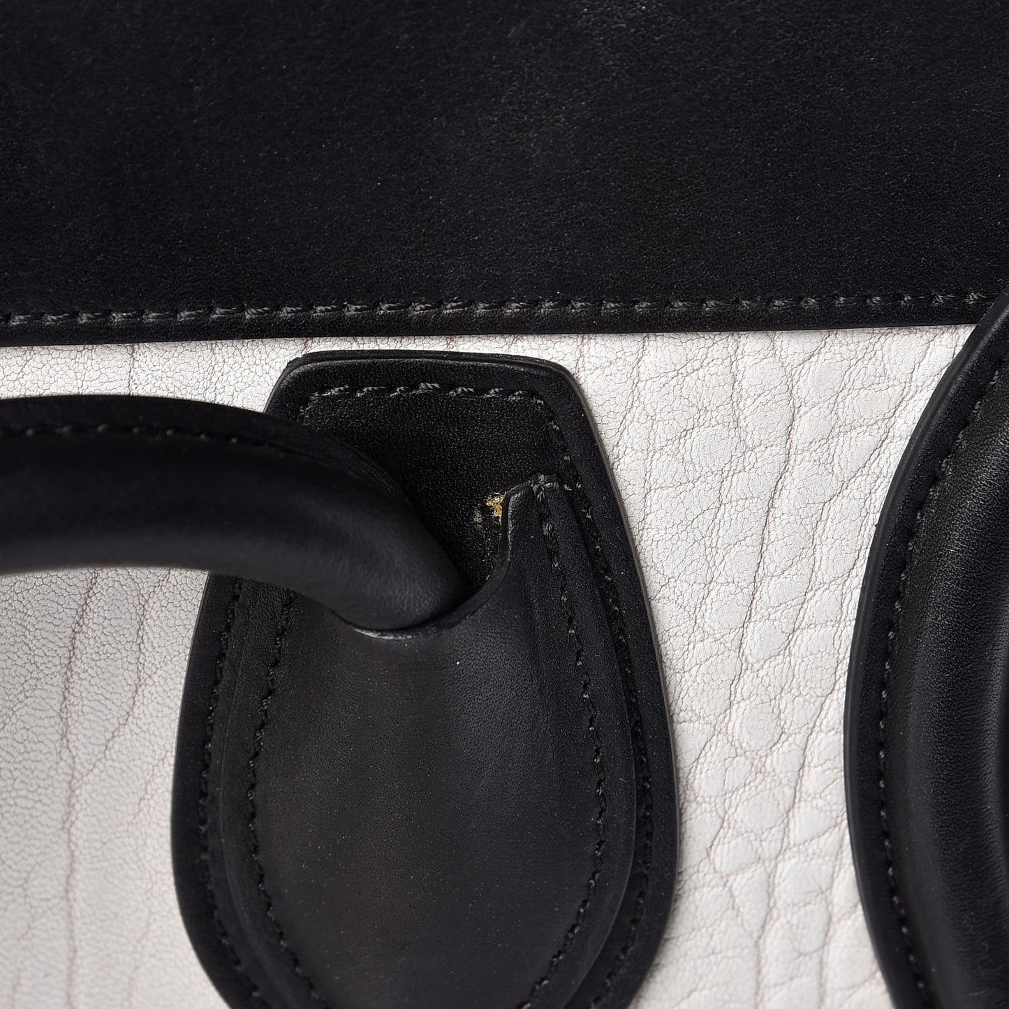 Shrunken Lambskin Micro Bi-Color Luggage Black White
