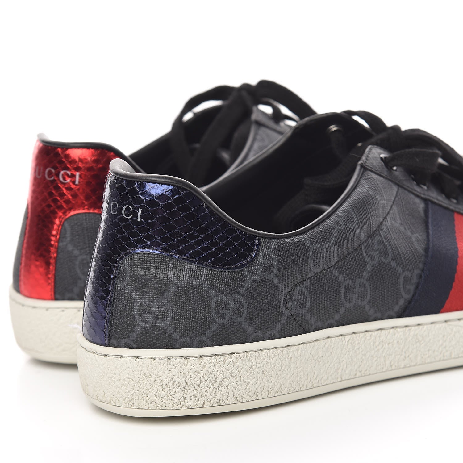 Gucci GG Supreme Monogram Ayers Web Mens New Ace Sneakers 11 Black 14 of 16