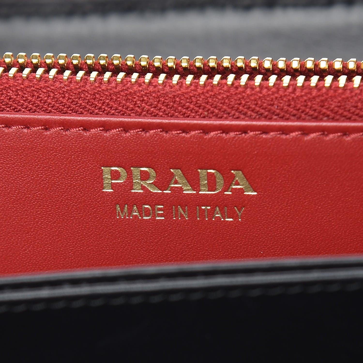 Prada Saffiano Vernice Zip Around Wallet Black Rosso 6 of 6