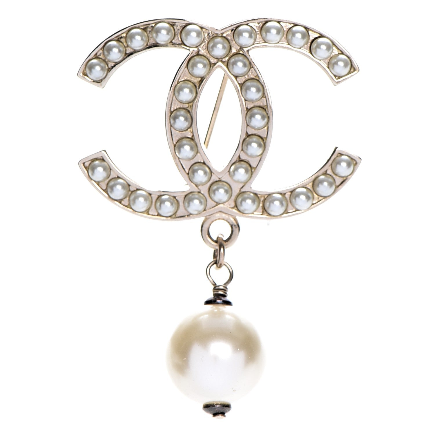 Chanel Pearl CC Drop Brooch Gold 1 of 5