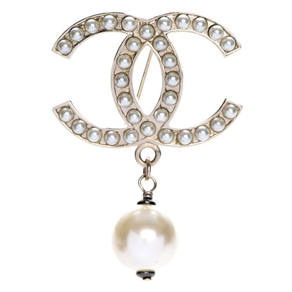 Chanel Pearl CC Drop Brooch Gold 1 of 5