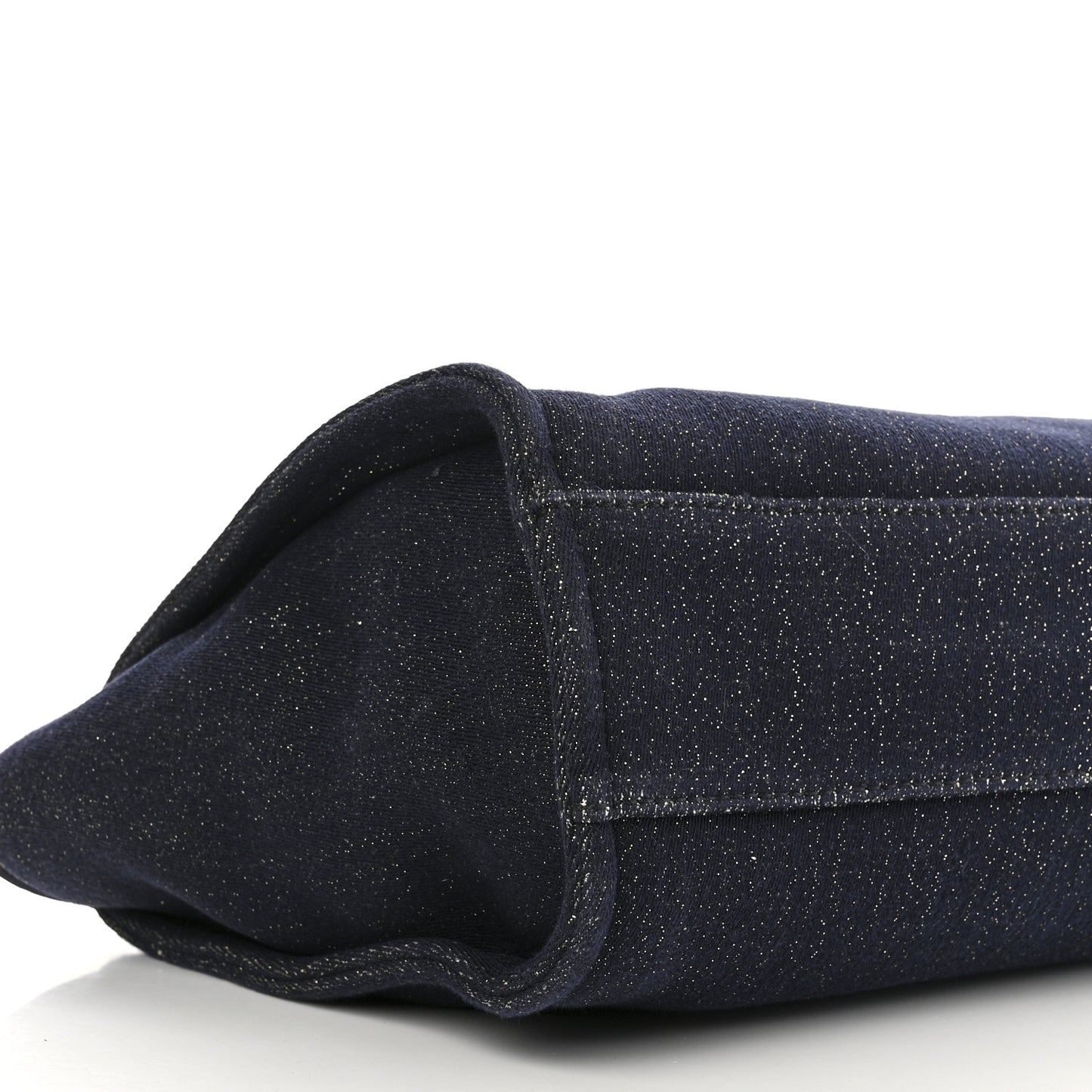 Lurex Canvas Small Deauville Tote Navy Blue Gold