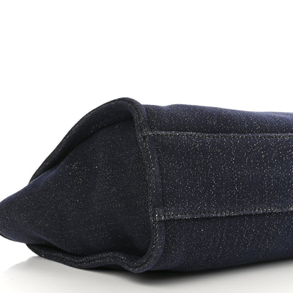 Chanel Lurex Canvas Small Deauville Tote Navy Blue Gold 9 of 10