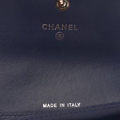 Chanel Grained Calfskin Quilted Boy Card Holder Wallet Dark Blue 6 of 7