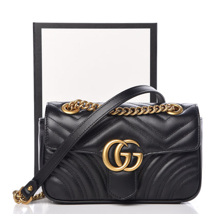 Gucci Calfskin Matelasse Mini GG Marmont Shoulder Bag Black 11 of 11