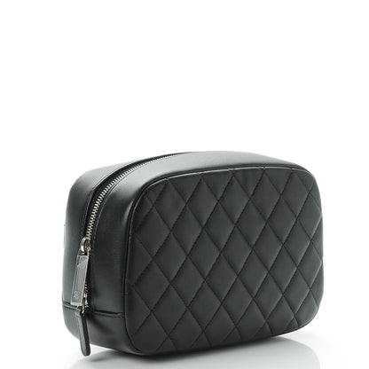 Chanel Lambskin Quilted Medium Curvy Pouch Cosmetic Case Black 3 of 8