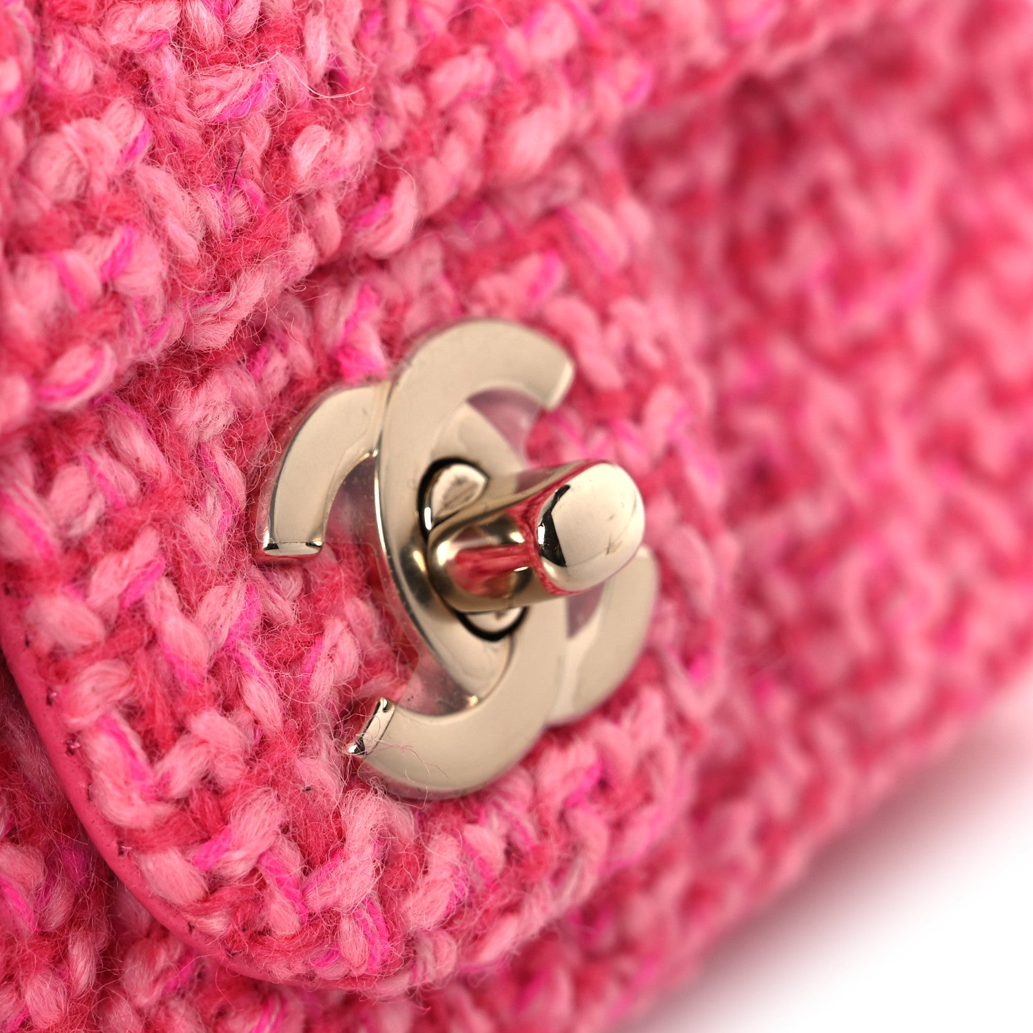 Chanel Wool Tweed Quilted Mini Rectangular Flap Dark Pink Fuchsia 11 of 13