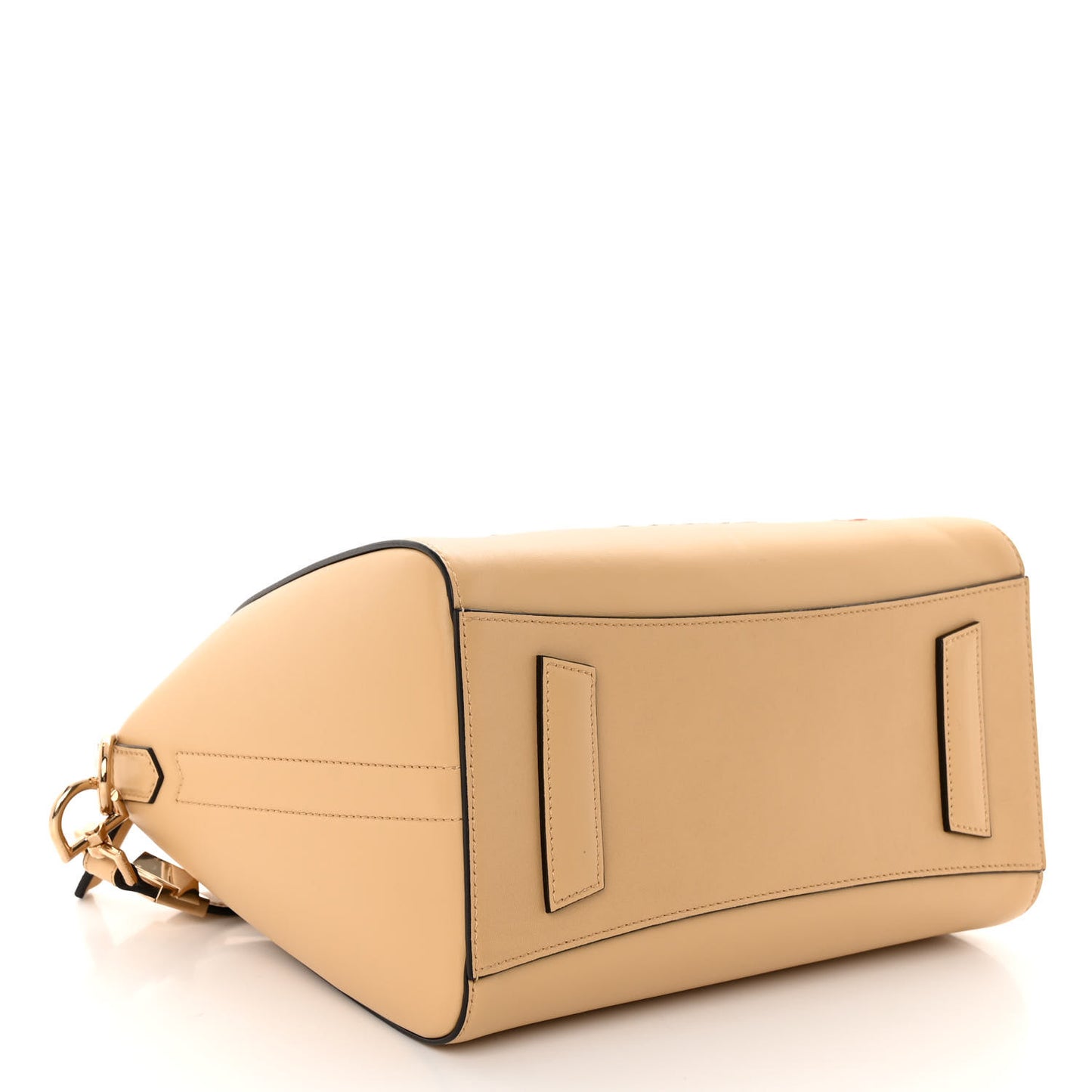Calfskin Embroidered Logo Small Antigona Beige Camel