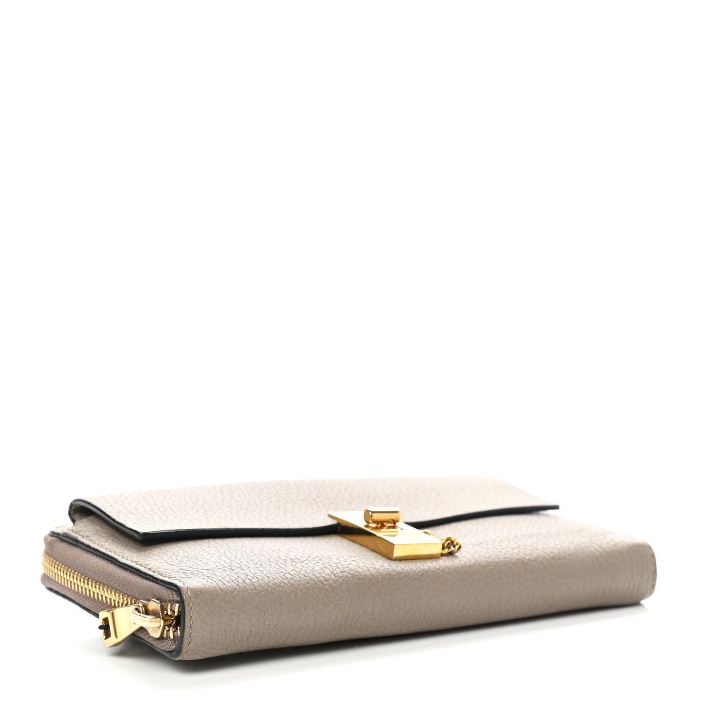 Grained Calfskin Drew Zipped Wallet Motty Grey