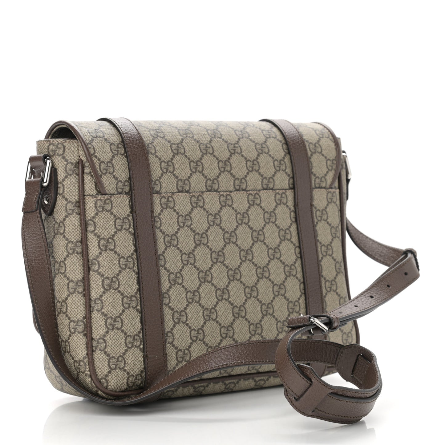 GG Supreme Monogram Textured Dollar Calfskin Retro Interlocking G Flap Messenger Bag Beige Ebony New Acero