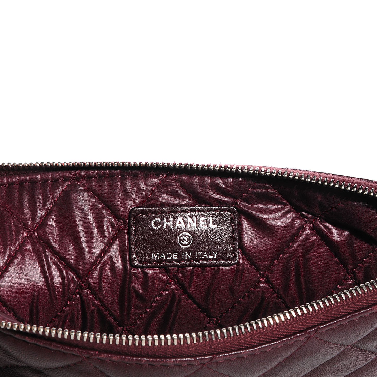 Lambskin Quilted Medium Cosmetic Case Burgundy