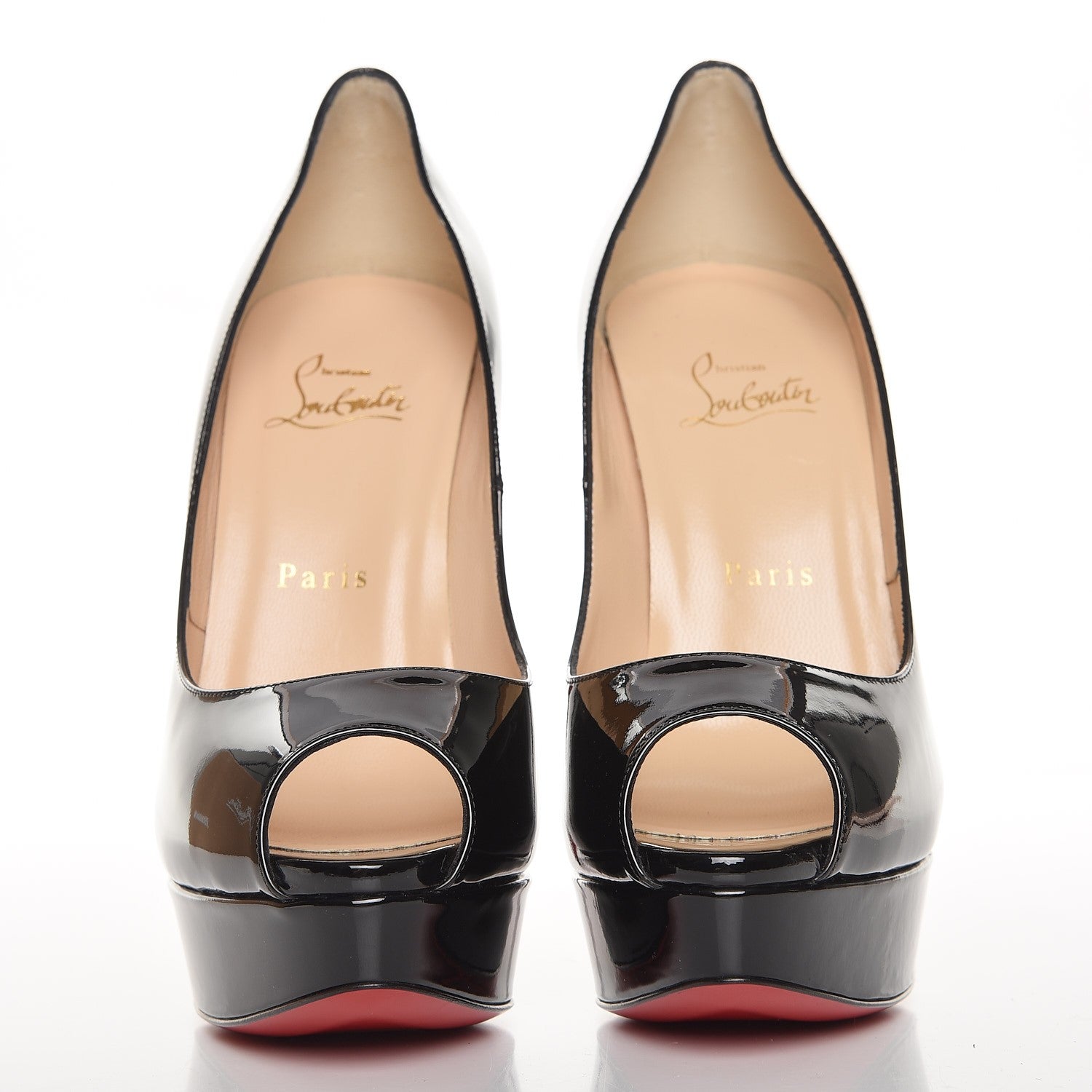 Christian Louboutin Patent Lady Peep 150 Pumps 39.5 Black 2 of 8