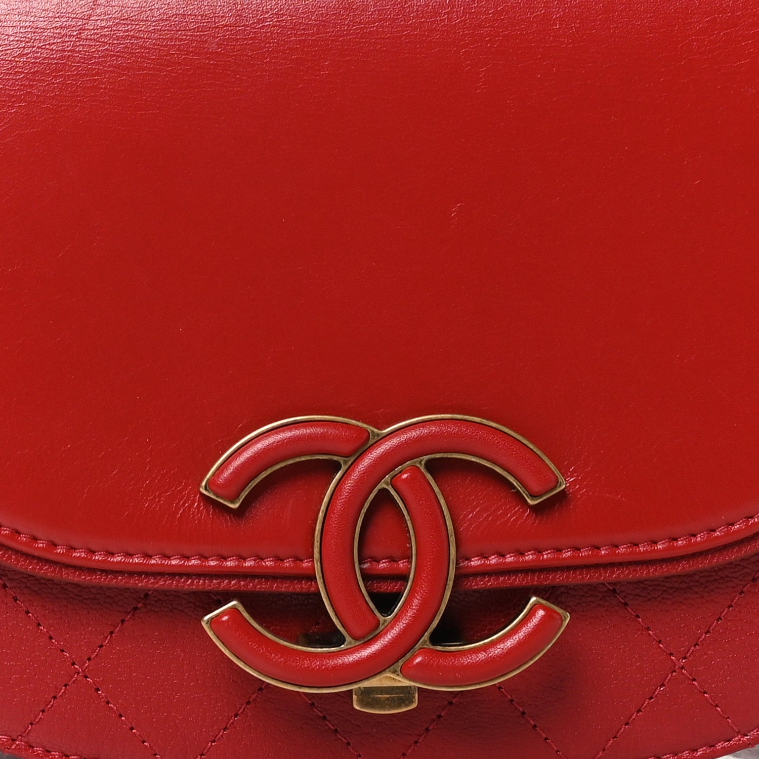Chanel Shiny Calfskin Goatskin Quilted Small Coco Curve Messenger Flap Red 8 of 10