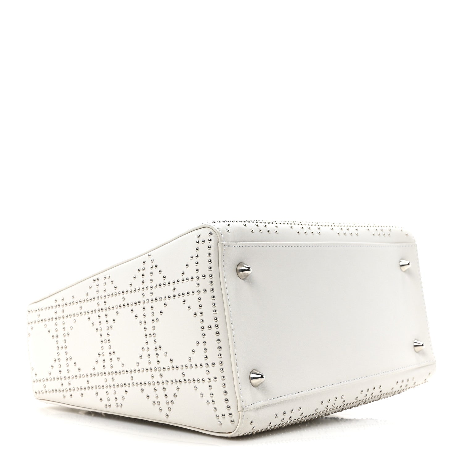 Christian Dior Lambskin Studded Cannage Medium Lady Dior White 4 of 10