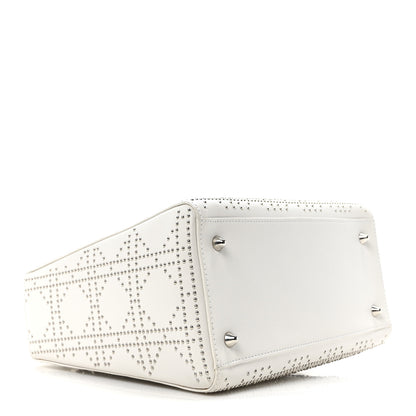 Christian Dior Lambskin Studded Cannage Medium Lady Dior White 4 of 10
