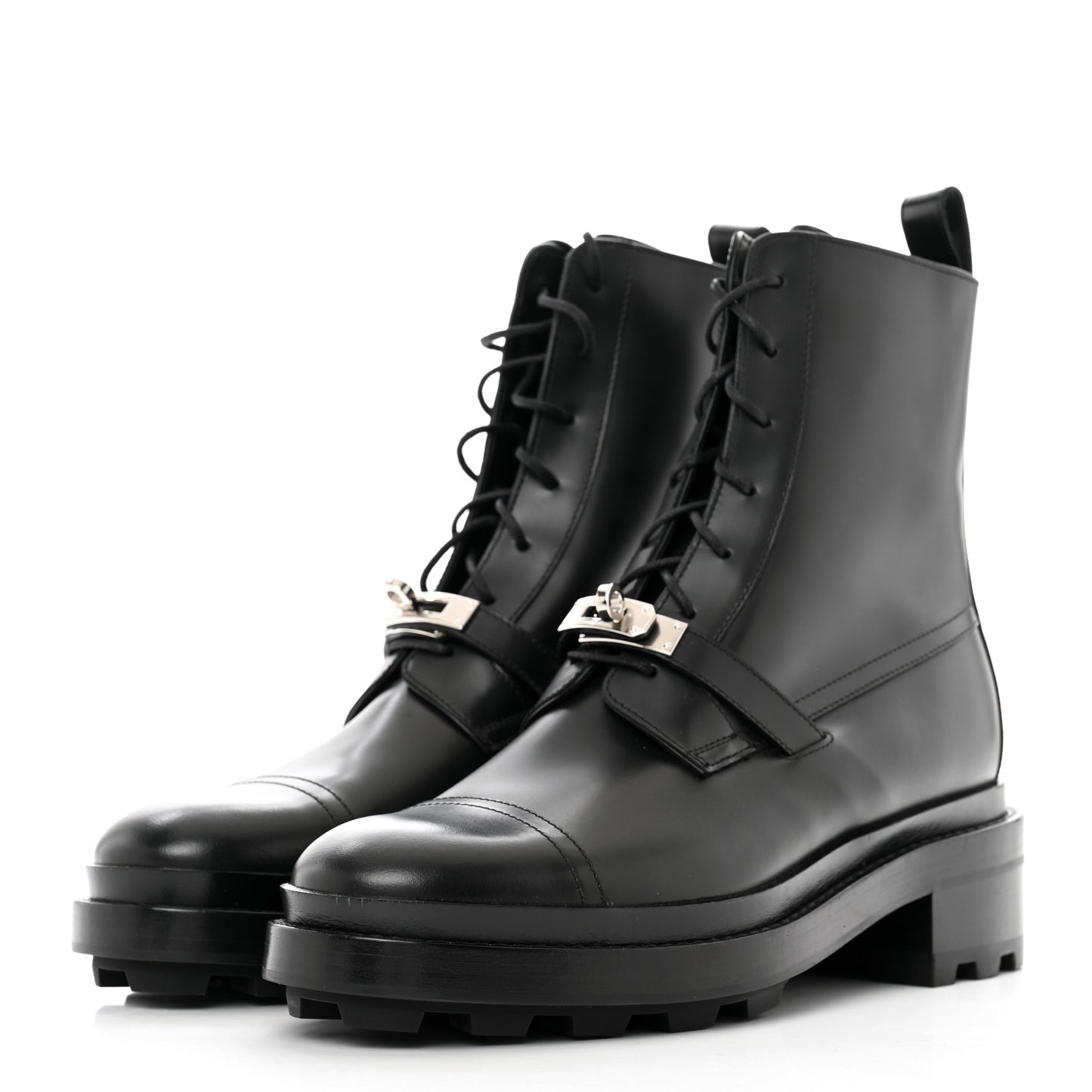 Glossed Calfskin Funk Ankle Boots 40 Black