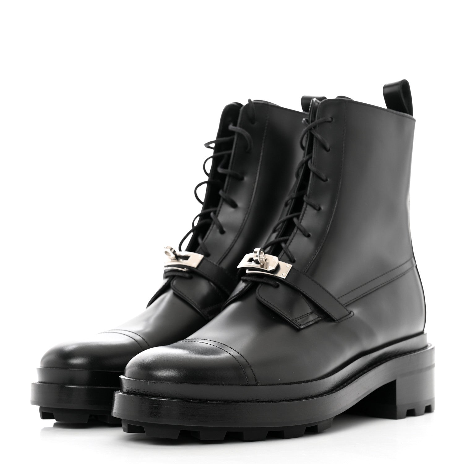 Hermes Glossed Calfskin Funk Ankle Boots 40 Black 4 of 9
