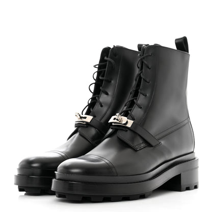 Hermes Glossed Calfskin Funk Ankle Boots 40 Black 4 of 9