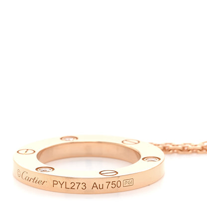 Cartier 18K Pink Gold 3 Diamonds LOVE Pendant Necklace 5 of 5
