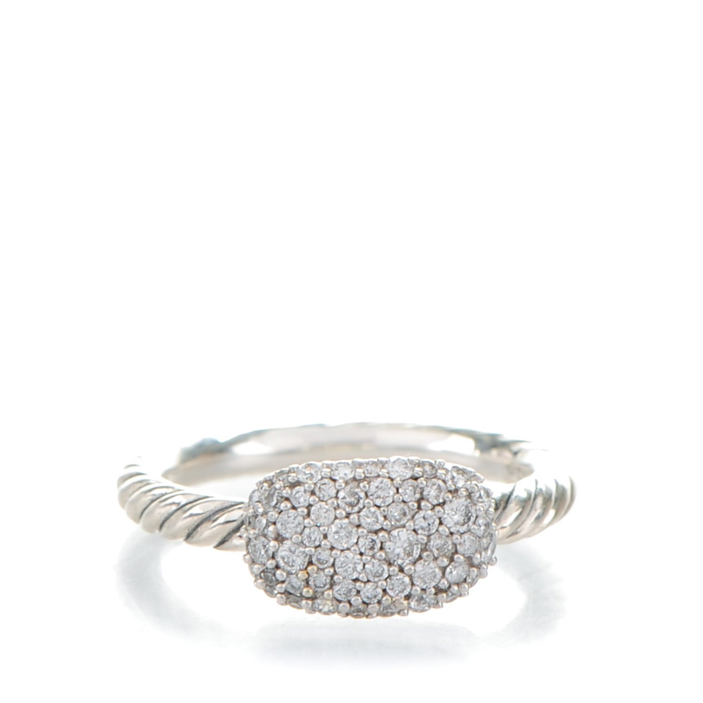 Sterling Silver Pave Diamond 7mm Petite Pave Ring 49 5