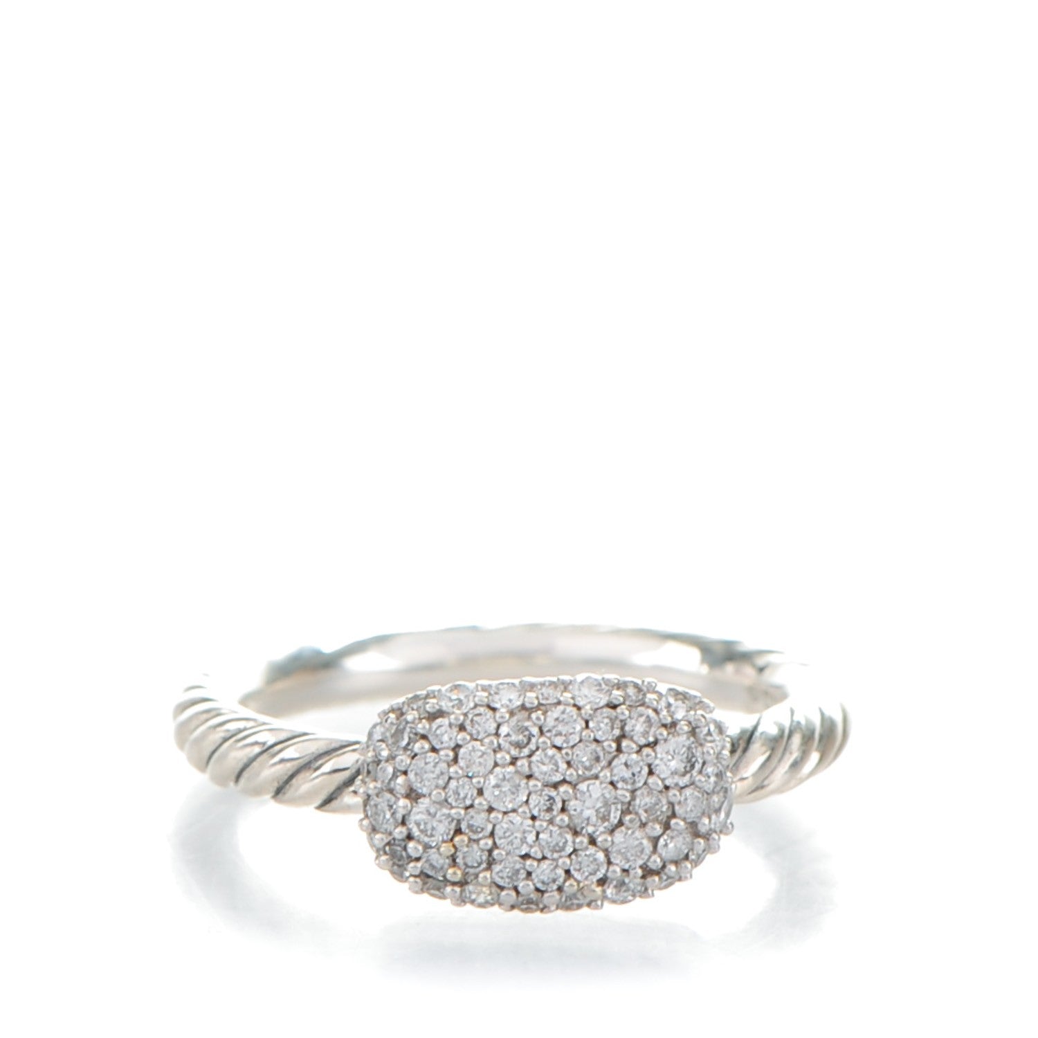 David Yurman Sterling Silver Pave Diamond 7mm Petite Pave Ring 49 5 1 of 5