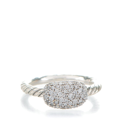 David Yurman Sterling Silver Pave Diamond 7mm Petite Pave Ring 49 5 1 of 5