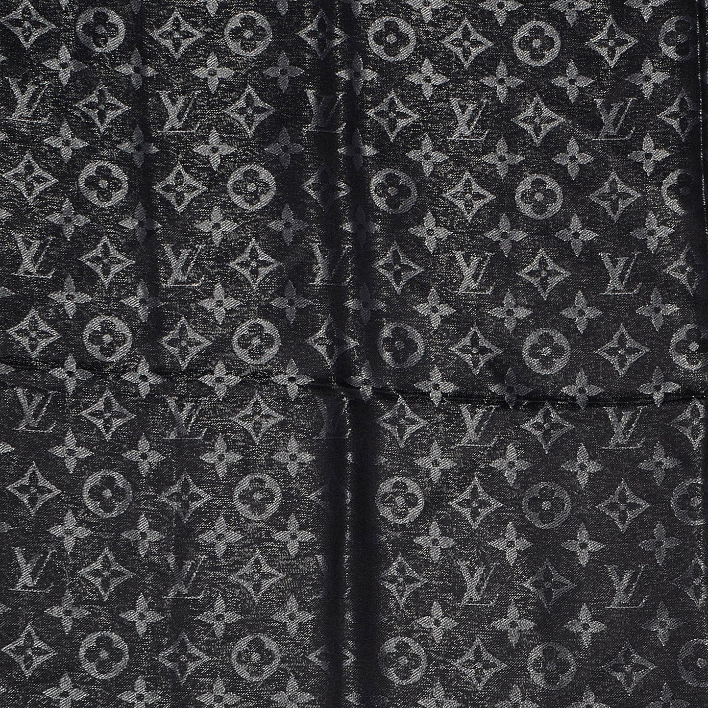 Silk Lurex Wool Monogram Shine Shawl Black