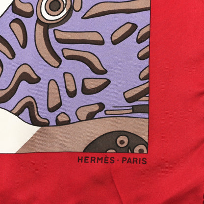 Hermes Silk Grands Fonds Detail Scarf 90 Red Multicolor 2 of 3