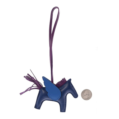 Hermes Milo Lambskin Grigri Rodeo Pegase Horse Bag Charm PM Bleu Saphir Violet Bleu France 2 of 5