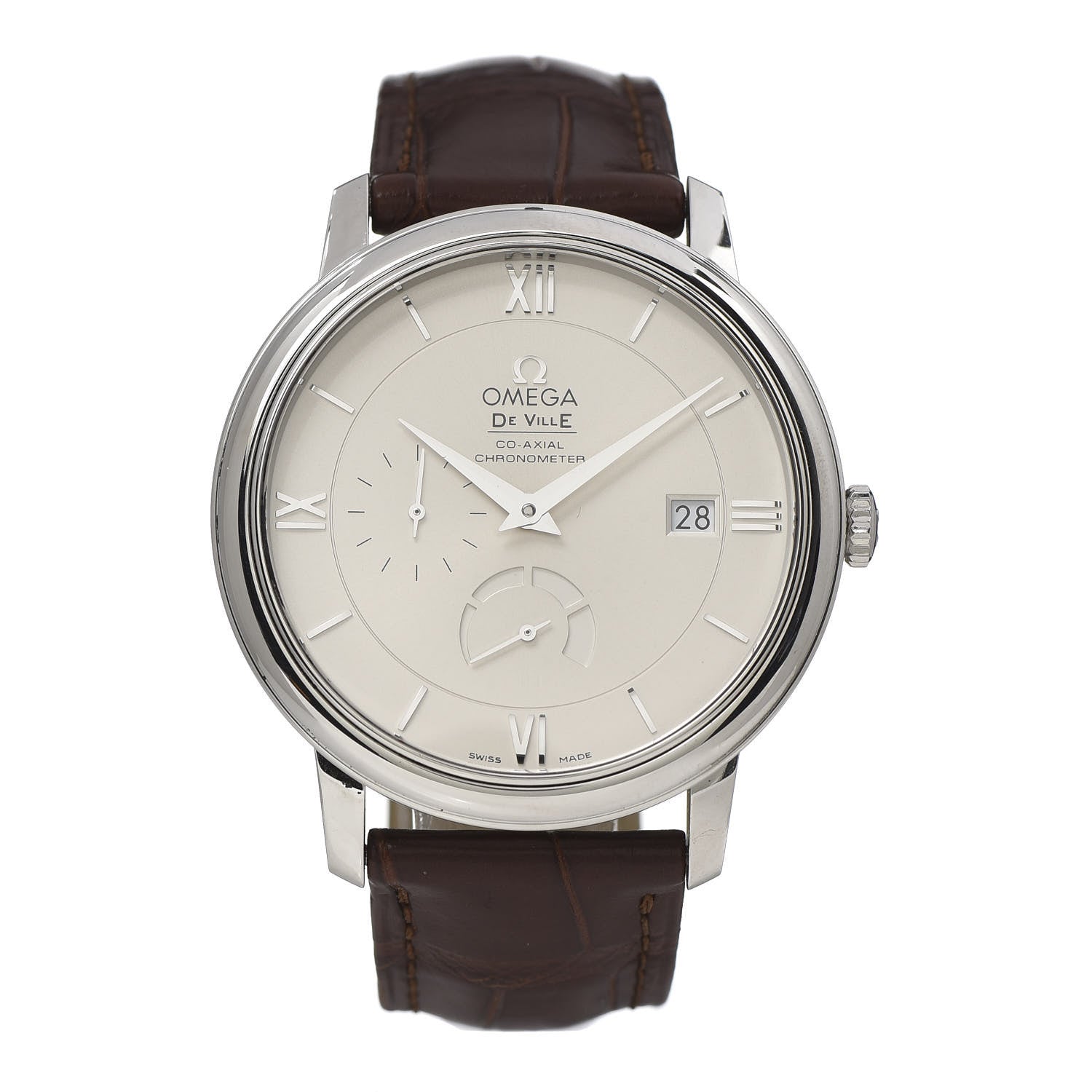 Omega Stainless Steel Alligator 39mm De Ville Prestige Co-Axial Power Reserve Automatic Watch 424.13.40.21.02.001 1 of 8