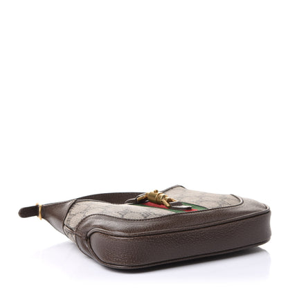 Gucci X BALENCIAGA BB Supreme Monogram Calfskin Web Mini Jackie 1961 Hobo Beige Ebony 4 of 11