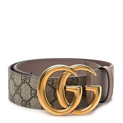 Gucci GG Supreme Monogram Matte Plutone Calfskin Double G 40mm Belt 75 30 Beige Ebony Porcelain Rose 1 of 4