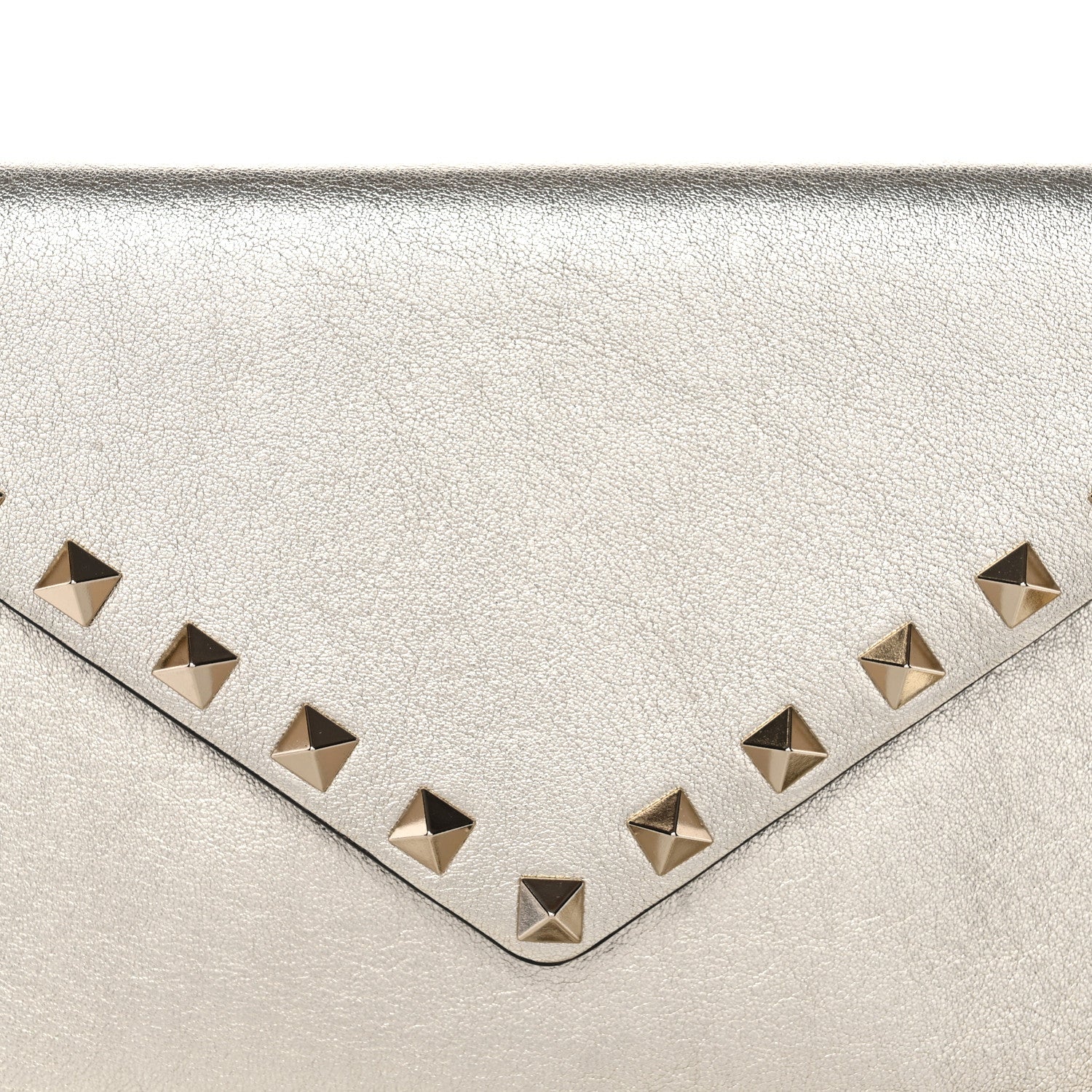 Valentino Garavani Metallic Calfskin Medium Rockstud Envelope Flat Wristlet Pouch Sahara 7 of 8