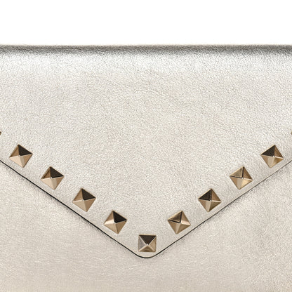 Valentino Garavani Metallic Calfskin Medium Rockstud Envelope Flat Wristlet Pouch Sahara 7 of 8