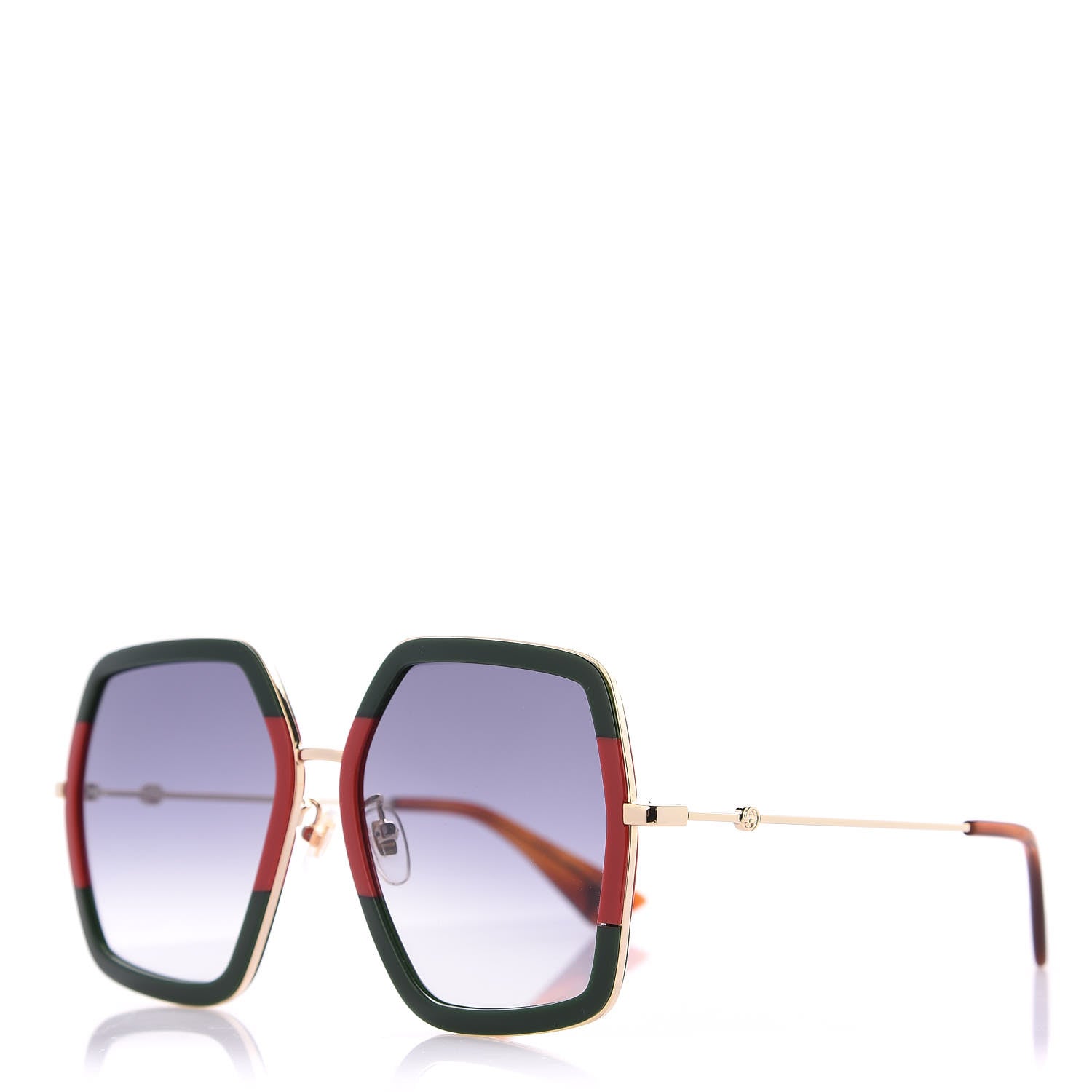 Gucci Square Frame Web GG0106S Sunglasses Tortoise 1 of 8