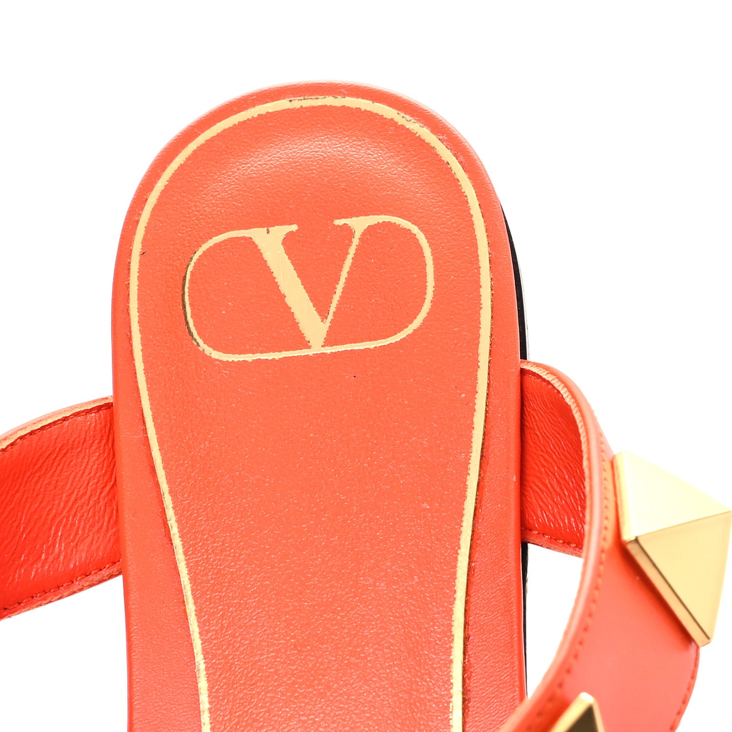 Valentino Garavani Calfskin Roman Stud Ankle Strap Flat Sandals 37.5 Titian 8 of 10