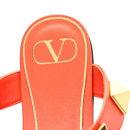 Valentino Garavani Calfskin Roman Stud Ankle Strap Flat Sandals 37.5 Titian 8 of 10