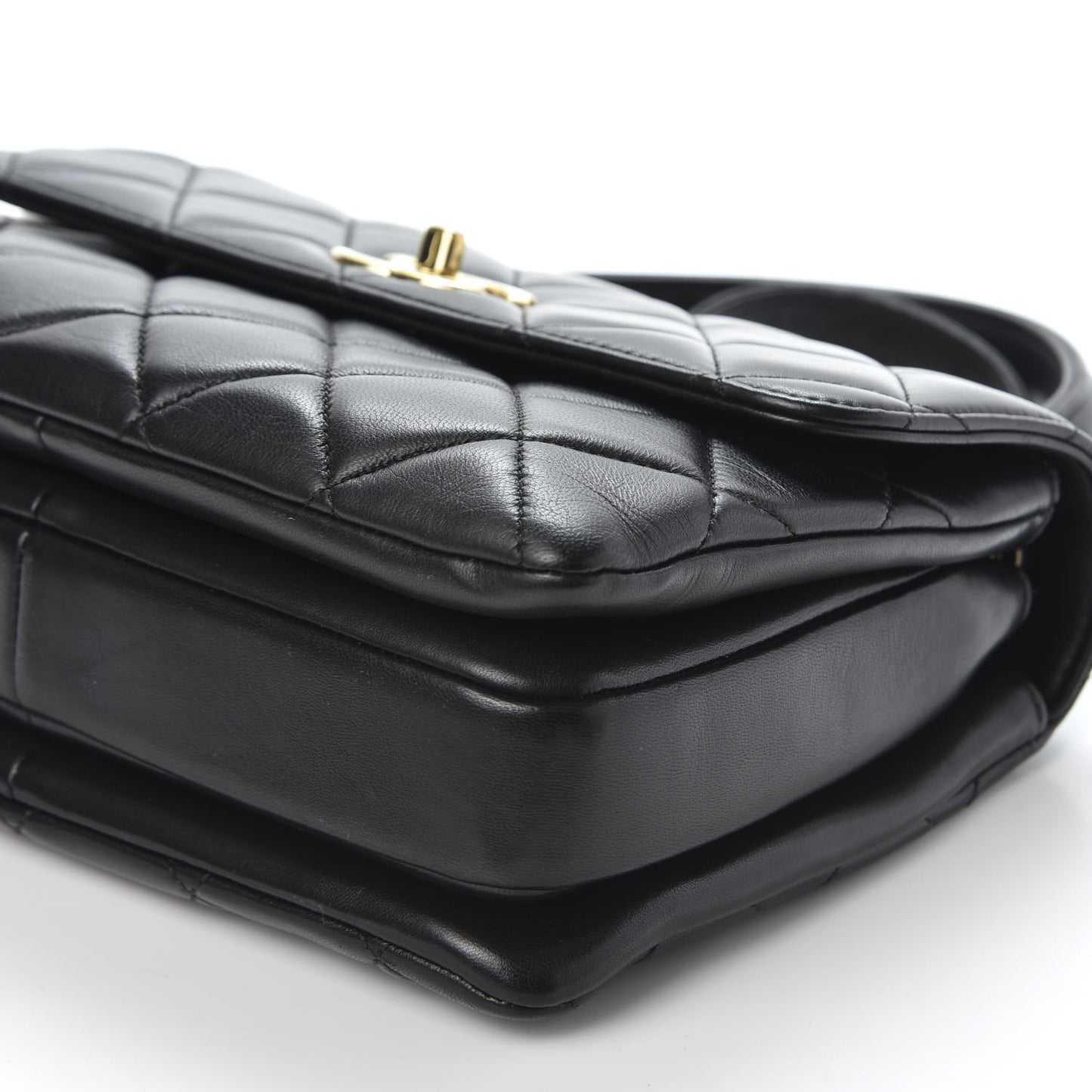 Lambskin Quilted Small Trendy CC Dual Handle Flap Bag Black
