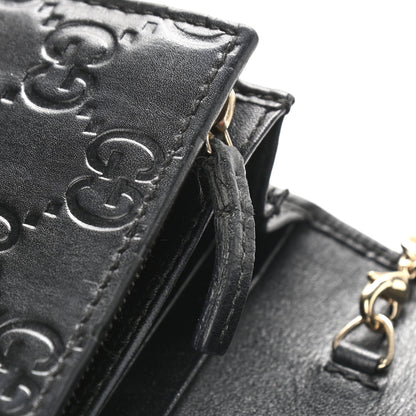 Gucci Guccissima Margaux Calfskin Metal Bar Chain Wallet Black 6 of 13
