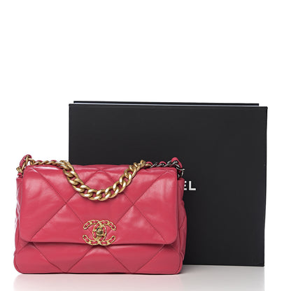 Chanel Lambskin Quilted Medium 19 Flap Dark Pink 10 of 10