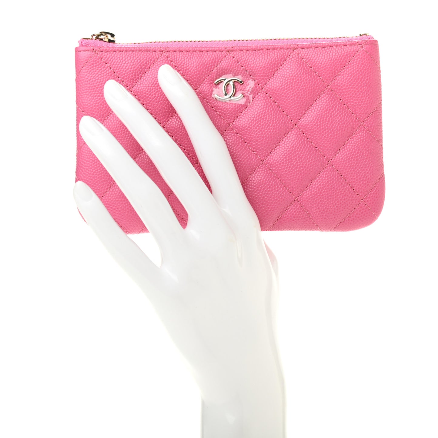 Caviar Quilted Small Cosmetic Case Pink