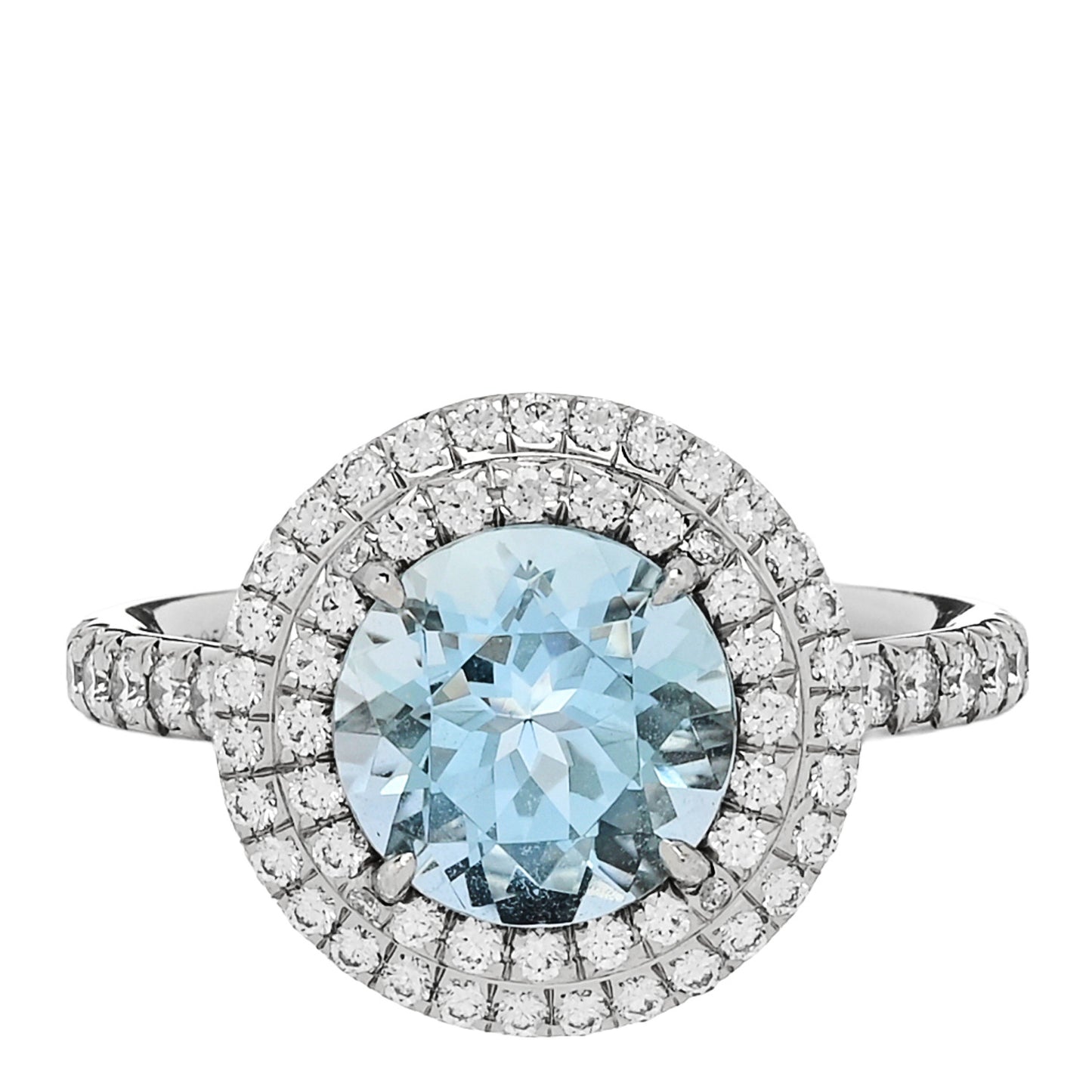Platinum Diamond Aquamarine Soleste Ring 50 5.5