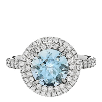 Tiffany Platinum Diamond Aquamarine Soleste Ring 50 5.5 1 of 5