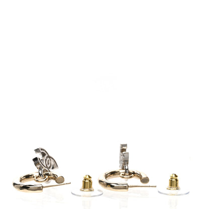 Chanel Metal Crystal CC Hoop Drop Earrings Gold 3 of 5