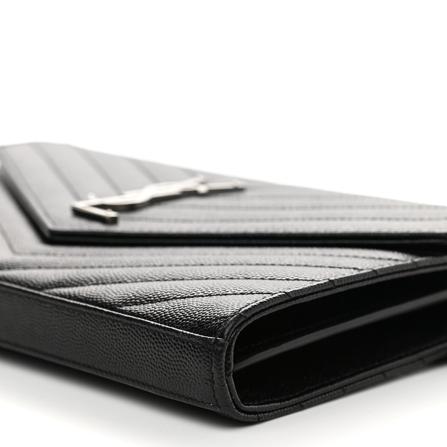 Grain De Poudre Matelasse Chevron Monogram Chain Wallet Black